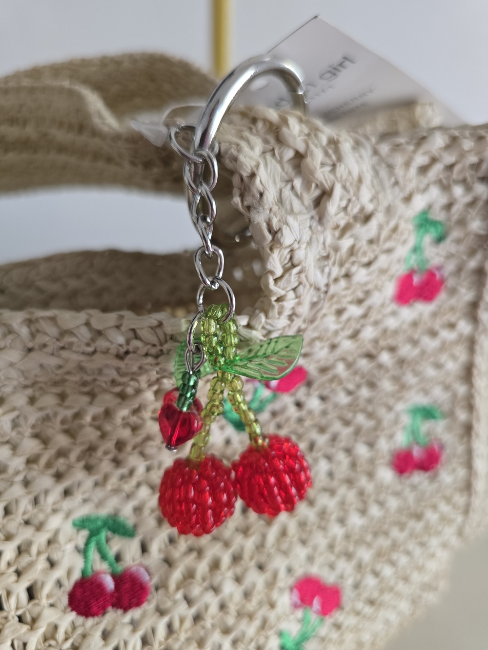 Madden Girl Cream Crochet Tote with Cherry Embroidery - Picture 10 of 13